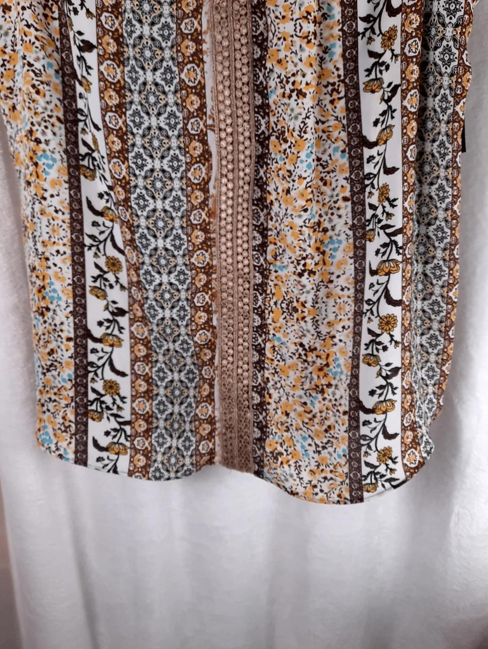 Zac & Rachel Blouse Boho Print Lace Details Sleeveless Top PXL - Picture 6 of 16